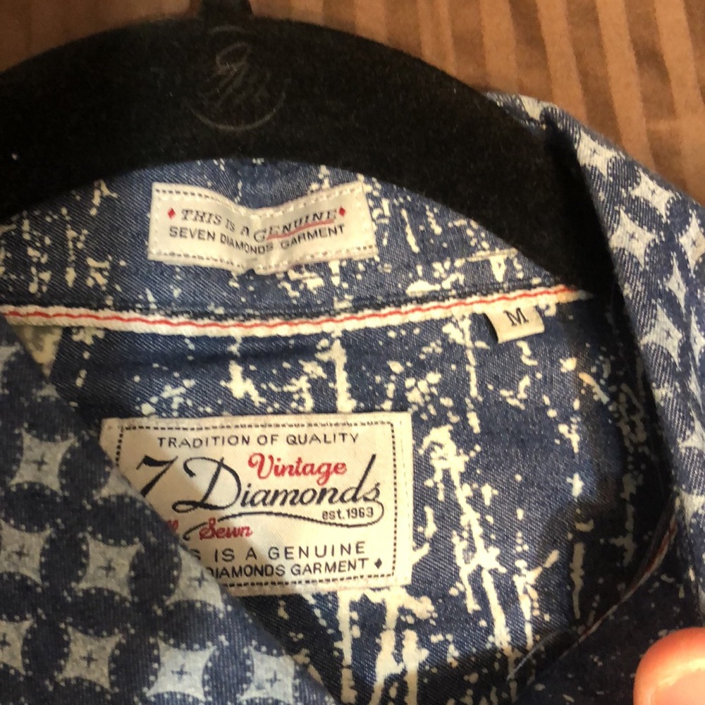 7 Diamonds Diamond Pattern Button Down. Med Nwot - image 3